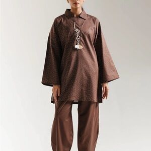 Shalwar kameez. Pakistani Brand ETHNIC. Brown Tunic and Pants Set